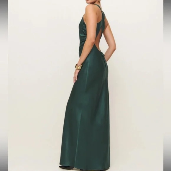 NWT Reformation Anaiis Silk Dress Size 6 Hunter - Picture 2 of 11